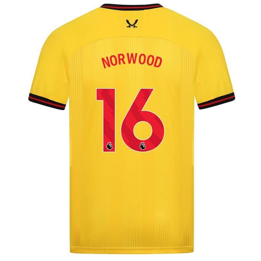 Női Oliver Norwood #16 Sárga Idegenbeli Jersey 2023/24 Mez Póló Ing