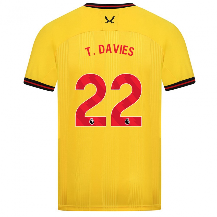 Női Tom Davies #22 Sárga Idegenbeli Jersey 2023/24 Mez Póló Ing