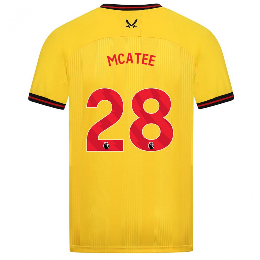 Női James Mcatee #28 Sárga Idegenbeli Jersey 2023/24 Mez Póló Ing