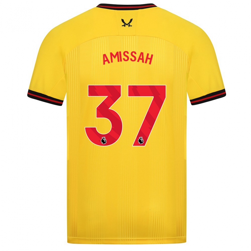 Női Jordan Amissah #37 Sárga Idegenbeli Jersey 2023/24 Mez Póló Ing