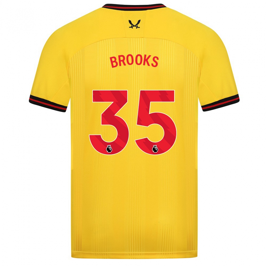 Női Andre Brooks #35 Sárga Idegenbeli Jersey 2023/24 Mez Póló Ing