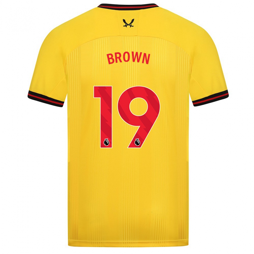 Női Alanta Brown #19 Sárga Idegenbeli Jersey 2023/24 Mez Póló Ing