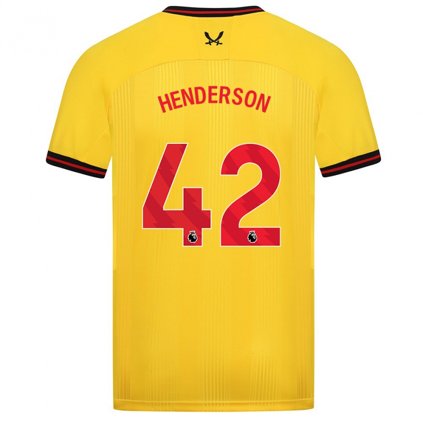 Női Peyton Henderson #42 Sárga Idegenbeli Jersey 2023/24 Mez Póló Ing