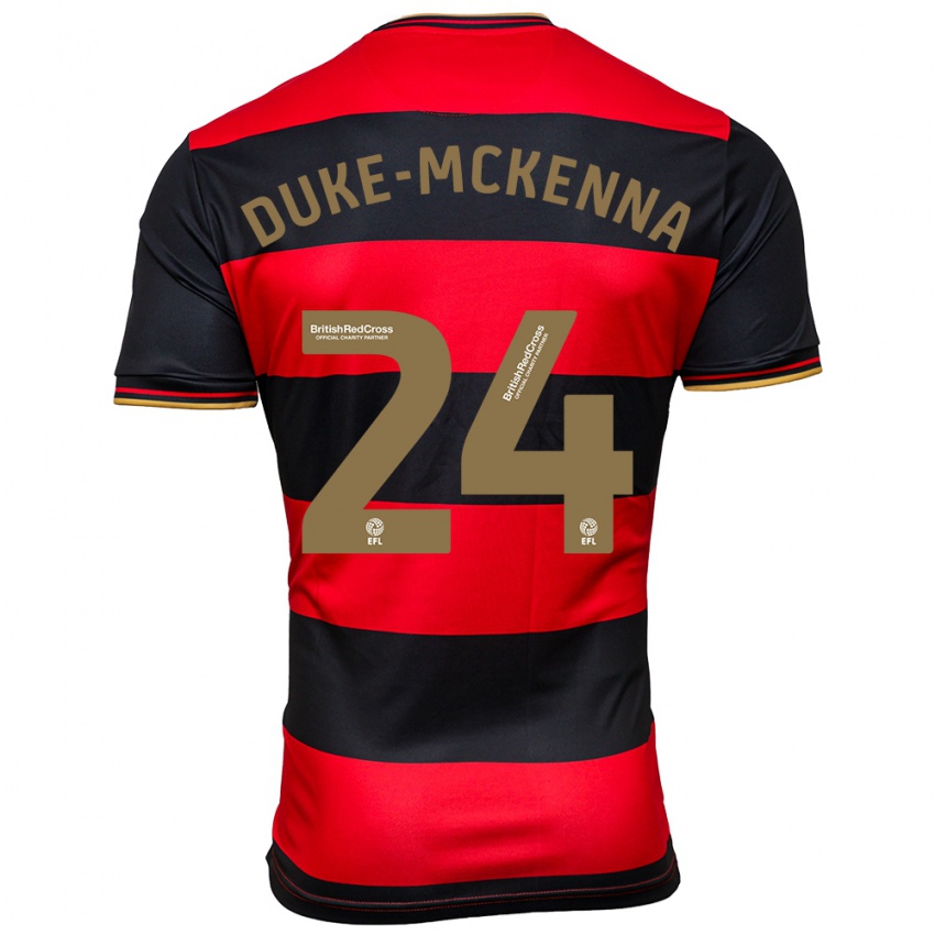 Női Stephen Duke-Mckenna #24 Fekete Piros Idegenbeli Jersey 2023/24 Mez Póló Ing