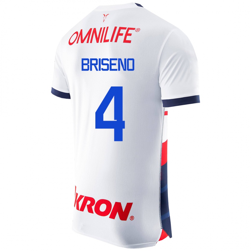 Női Antonio Briseño #4 Fehér Idegenbeli Jersey 2023/24 Mez Póló Ing