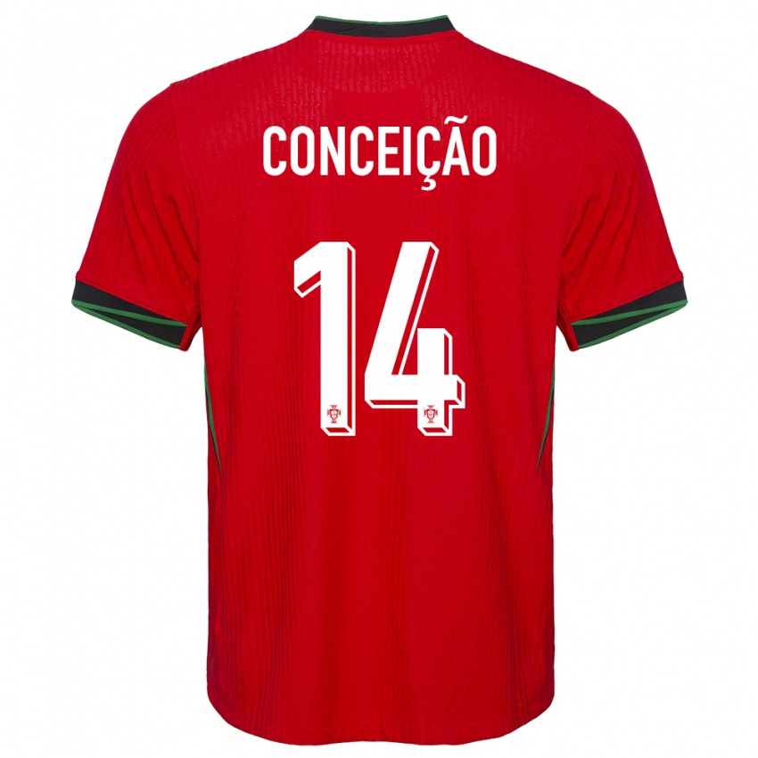 Gyermek Portugália Rodrigo Conceicao #14 Piros Hazai Jersey 24-26 Mez Póló Ing