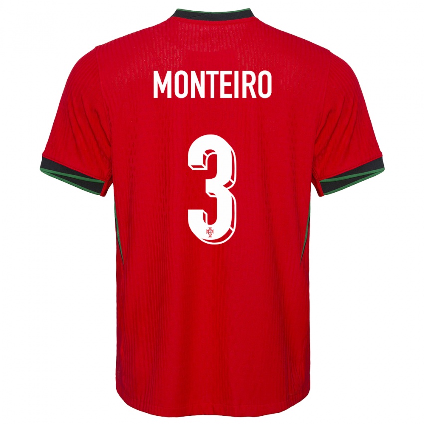 Gyermek Portugália Diogo Monteiro #3 Piros Hazai Jersey 24-26 Mez Póló Ing