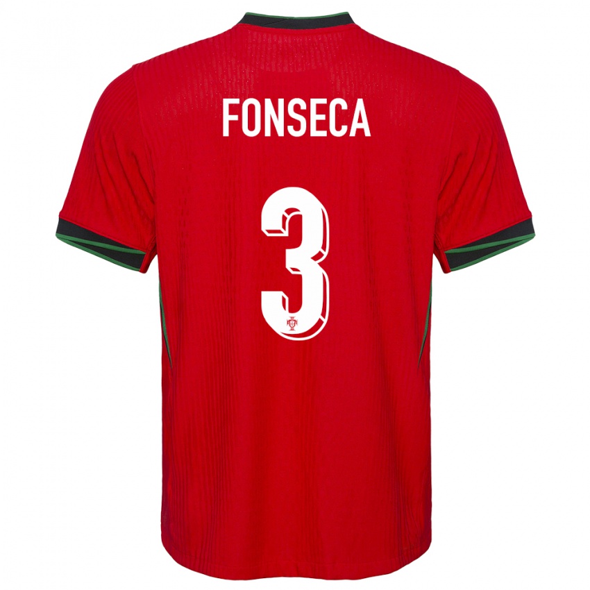 Gyermek Portugália Joao Fonseca #3 Piros Hazai Jersey 24-26 Mez Póló Ing