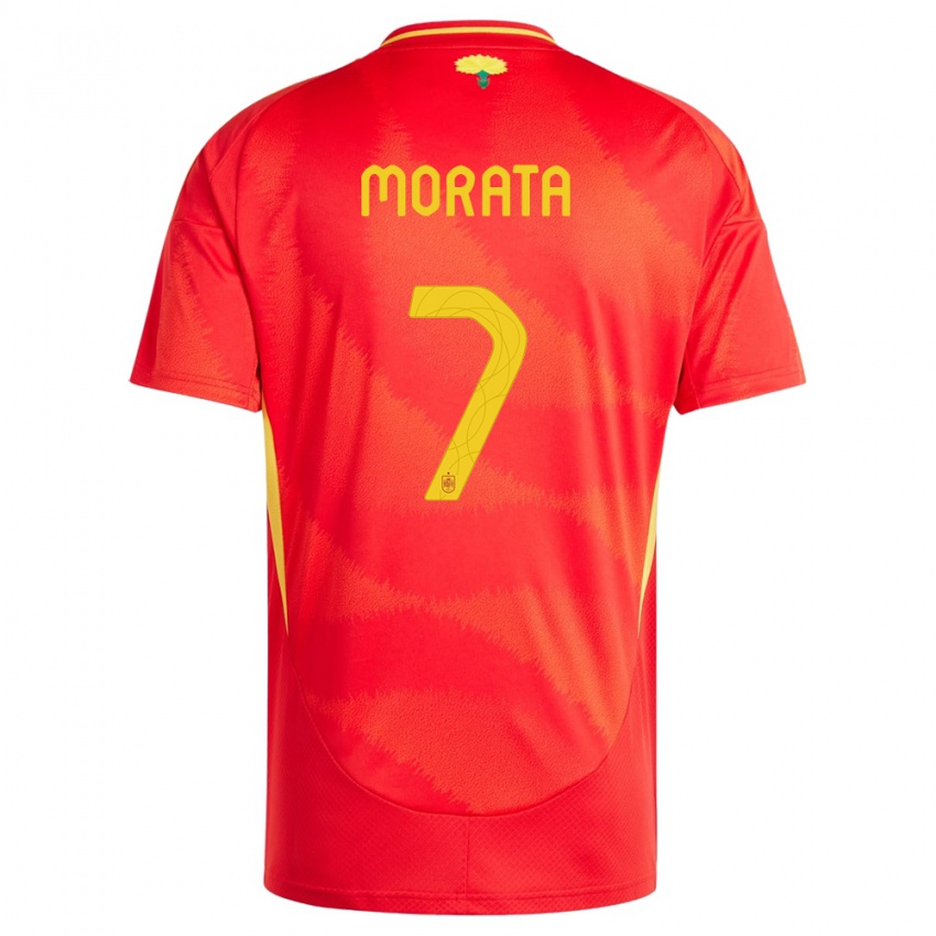 Gyermek Spanyolország Alvaro Morata #7 Piros Hazai Jersey 24-26 Mez Póló Ing