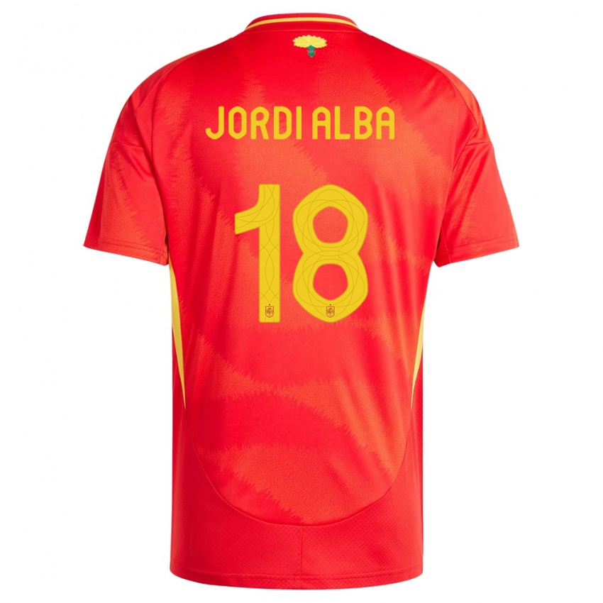 Gyermek Spanyolország Jordi Alba #18 Piros Hazai Jersey 24-26 Mez Póló Ing