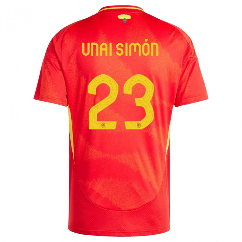 Gyermek Spanyolország Unai Simon #23 Piros Hazai Jersey 24-26 Mez Póló Ing