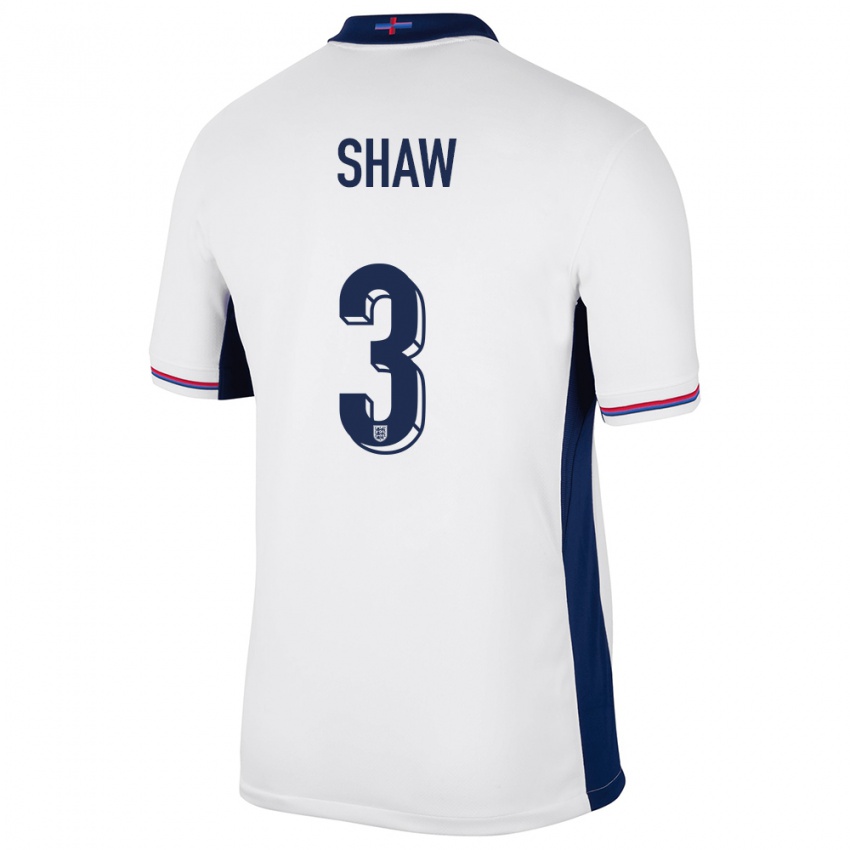 Gyermek Anglia Luke Shaw #3 Fehér Hazai Jersey 24-26 Mez Póló Ing