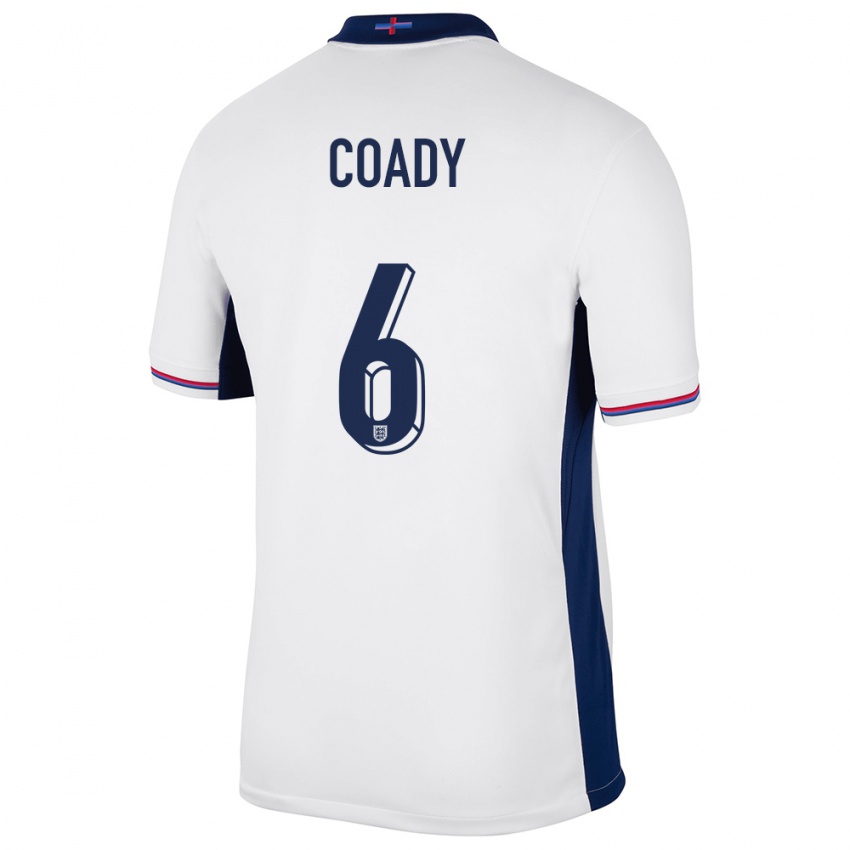 Gyermek Anglia Conor Coady #6 Fehér Hazai Jersey 24-26 Mez Póló Ing