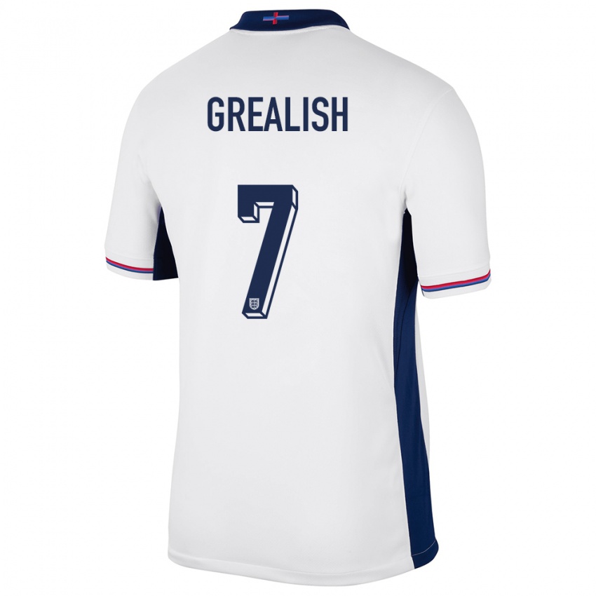 Gyermek Anglia Jack Grealish #7 Fehér Hazai Jersey 24-26 Mez Póló Ing