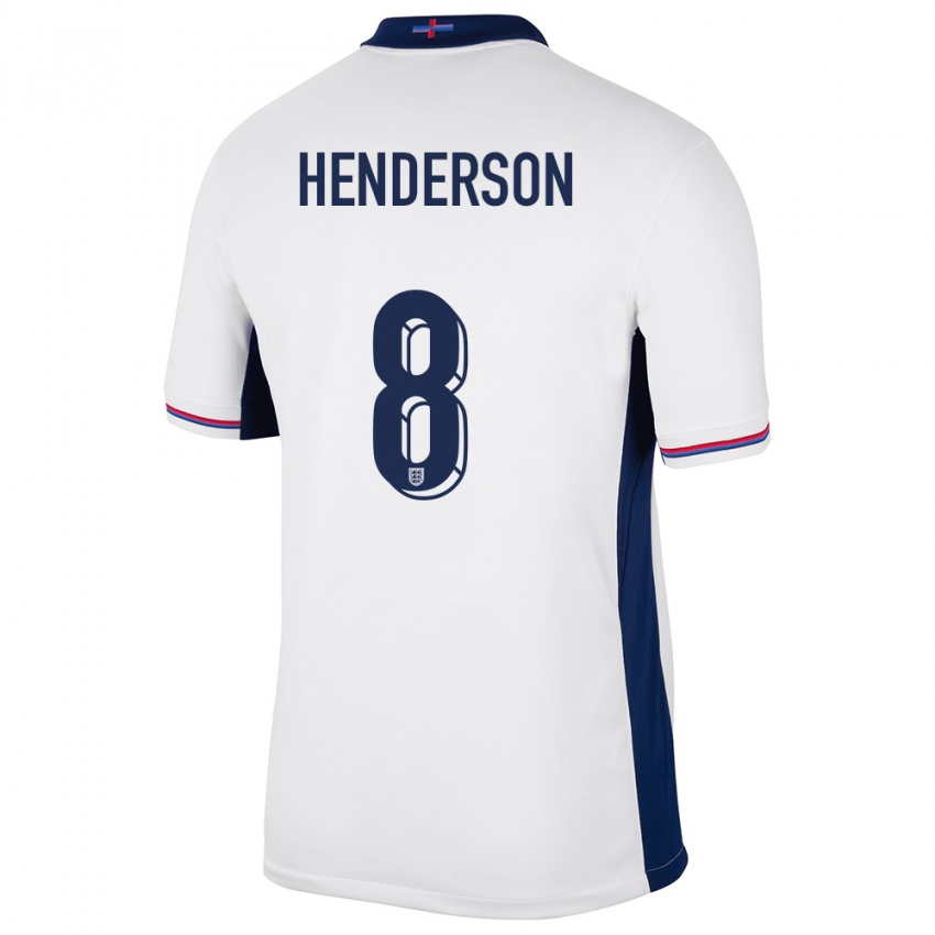 Gyermek Anglia Jordan Henderson #8 Fehér Hazai Jersey 24-26 Mez Póló Ing