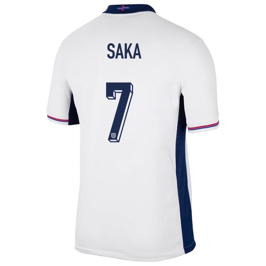 Gyermek Anglia Bukayo Saka #7 Fehér Hazai Jersey 24-26 Mez Póló Ing