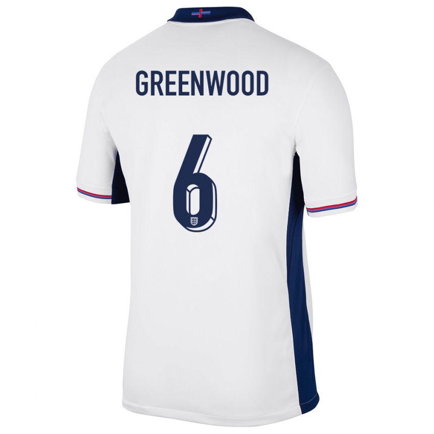 Gyermek Anglia Alex Greenwood #6 Fehér Hazai Jersey 24-26 Mez Póló Ing