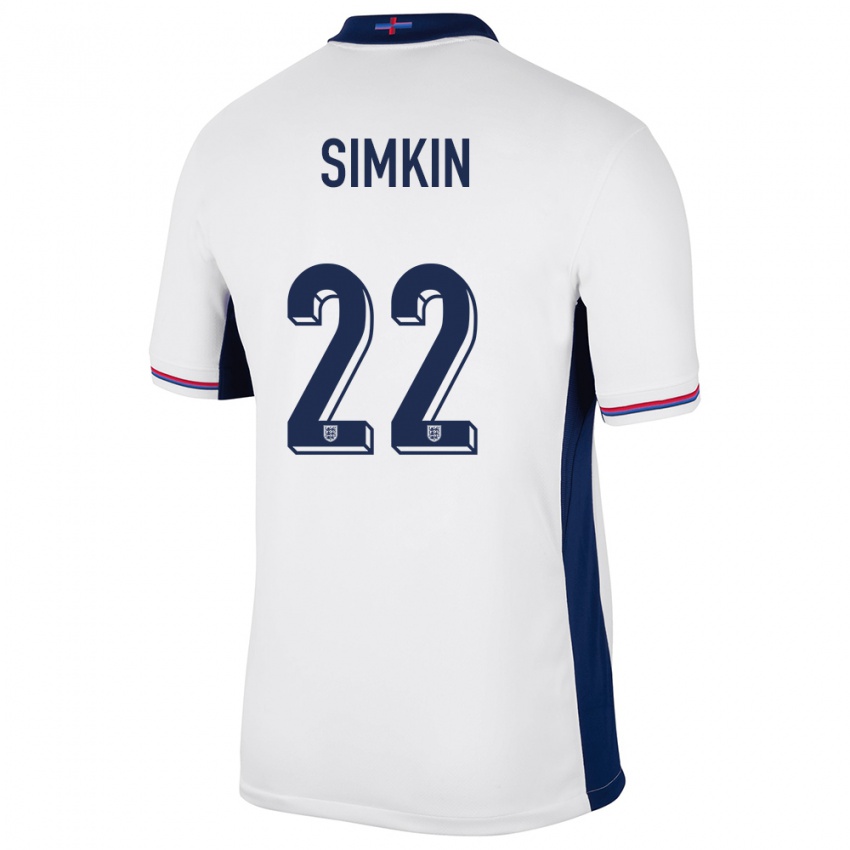 Gyermek Anglia Tommy Simkin #22 Fehér Hazai Jersey 24-26 Mez Póló Ing