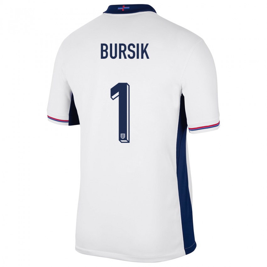 Gyermek Anglia Josef Bursik #1 Fehér Hazai Jersey 24-26 Mez Póló Ing