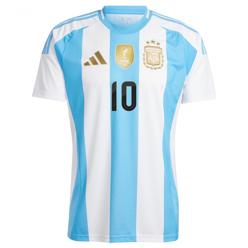 Gyermek Argentína Lionel Messi #10 Fehér Kék Hazai Jersey 24-26 Mez Póló Ing