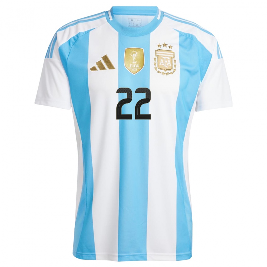 Gyermek Argentína Joaquin Blazquez #22 Fehér Kék Hazai Jersey 24-26 Mez Póló Ing