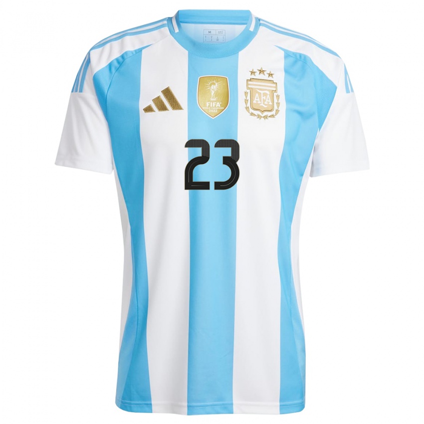 Gyermek Argentína Emiliano Martinez #23 Fehér Kék Hazai Jersey 24-26 Mez Póló Ing