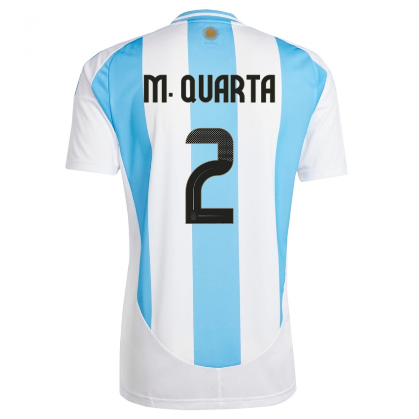 Gyermek Argentína Lucas Martinez Quarta #2 Fehér Kék Hazai Jersey 24-26 Mez Póló Ing