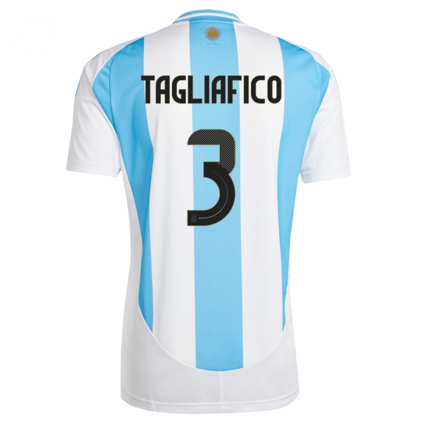 Gyermek Argentína Nicolas Tagliafico #3 Fehér Kék Hazai Jersey 24-26 Mez Póló Ing