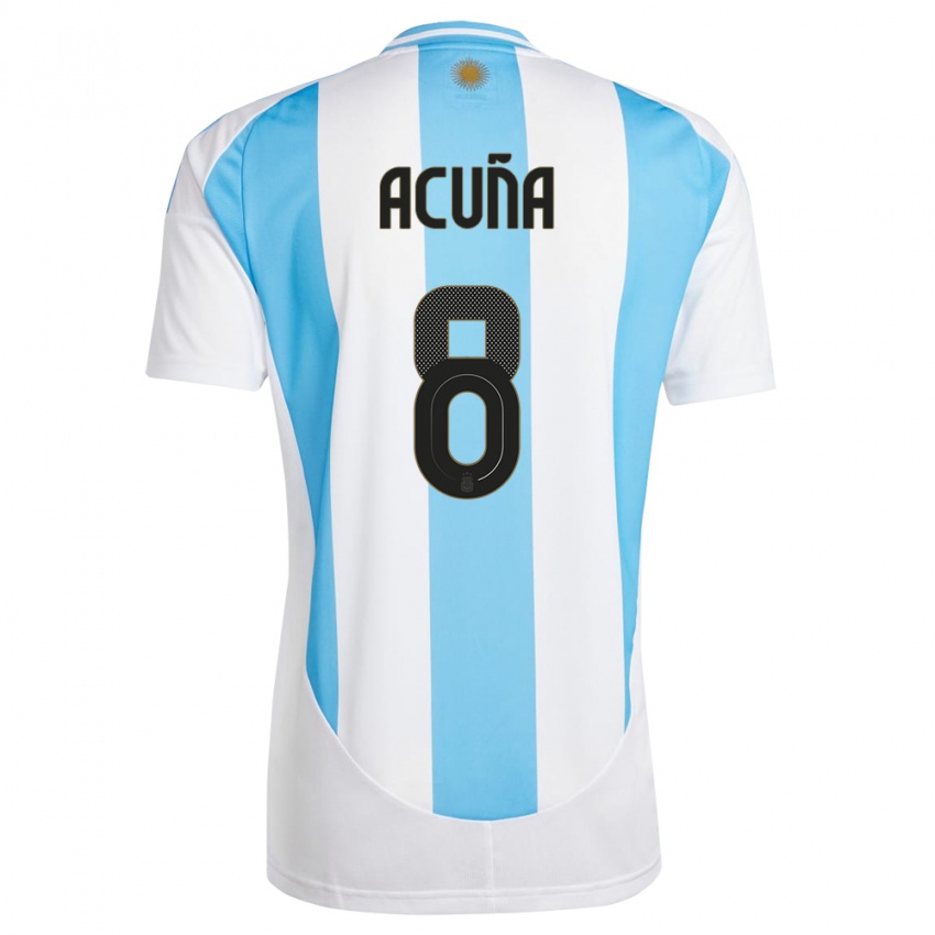 Gyermek Argentína Marcos Acuna #8 Fehér Kék Hazai Jersey 24-26 Mez Póló Ing