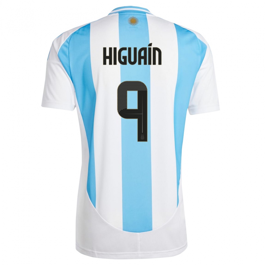 Gyermek Argentína Gonzalo Higuain #9 Fehér Kék Hazai Jersey 24-26 Mez Póló Ing