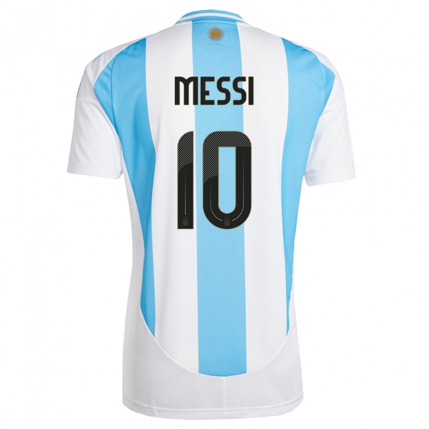 Gyermek Argentína Lionel Messi #10 Fehér Kék Hazai Jersey 24-26 Mez Póló Ing