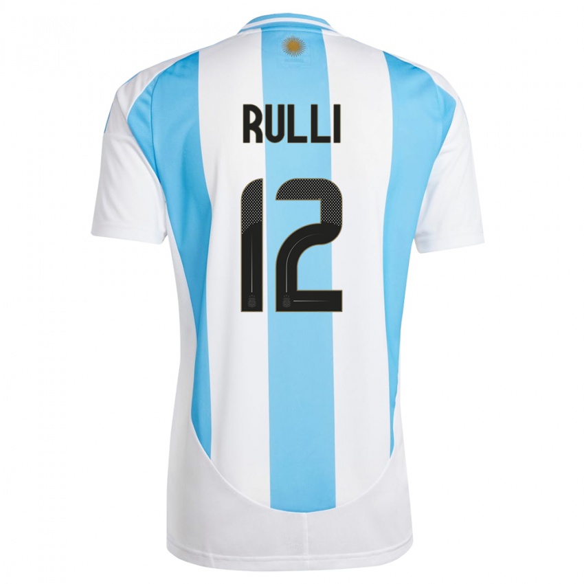 Gyermek Argentína Geronimo Rulli #12 Fehér Kék Hazai Jersey 24-26 Mez Póló Ing