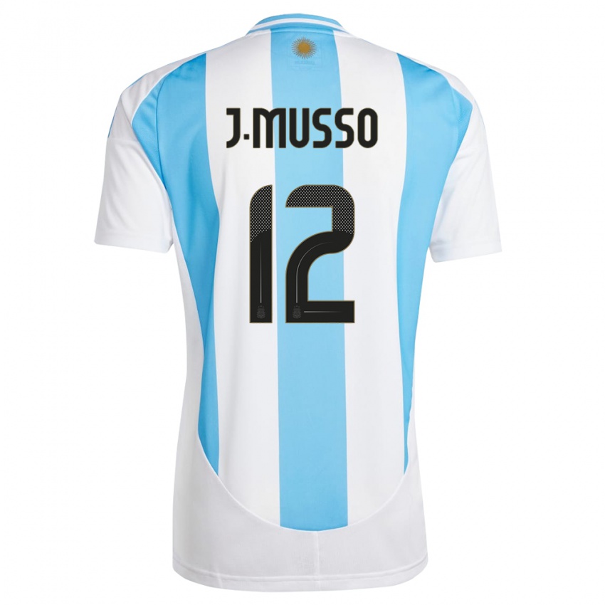 Gyermek Argentína Juan Musso #12 Fehér Kék Hazai Jersey 24-26 Mez Póló Ing