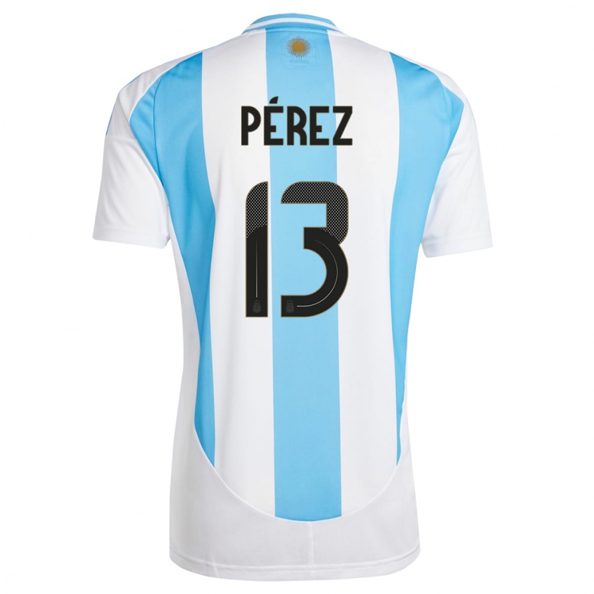 Gyermek Argentína Nehuen Perez #13 Fehér Kék Hazai Jersey 24-26 Mez Póló Ing