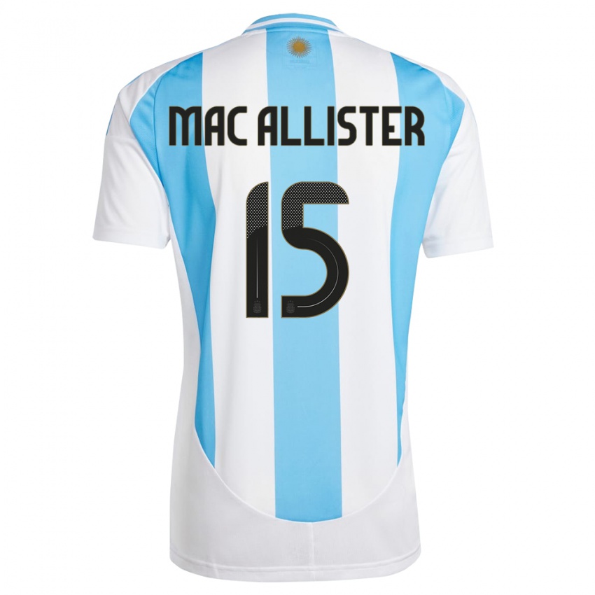 Gyermek Argentína Alexis Mac Allister #15 Fehér Kék Hazai Jersey 24-26 Mez Póló Ing