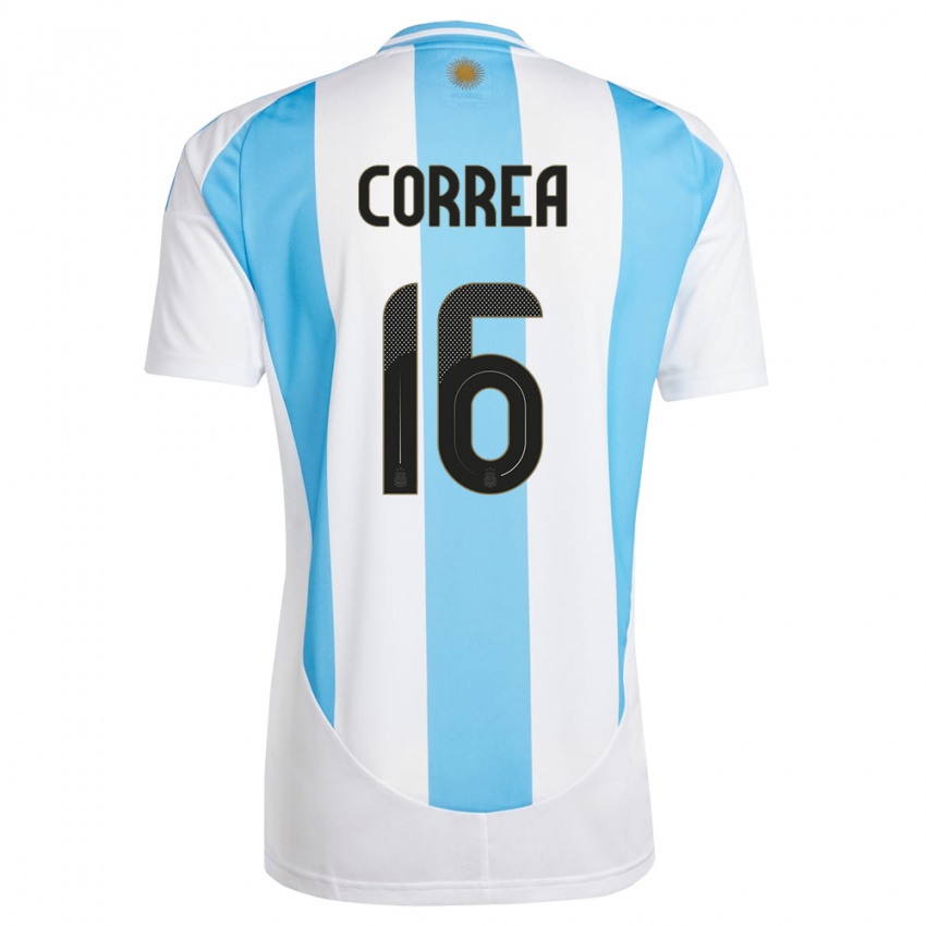 Gyermek Argentína Angel Correa #16 Fehér Kék Hazai Jersey 24-26 Mez Póló Ing