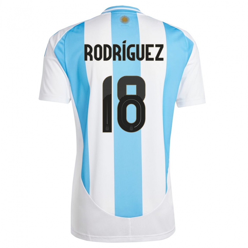 Gyermek Argentína Guido Rodriguez #18 Fehér Kék Hazai Jersey 24-26 Mez Póló Ing