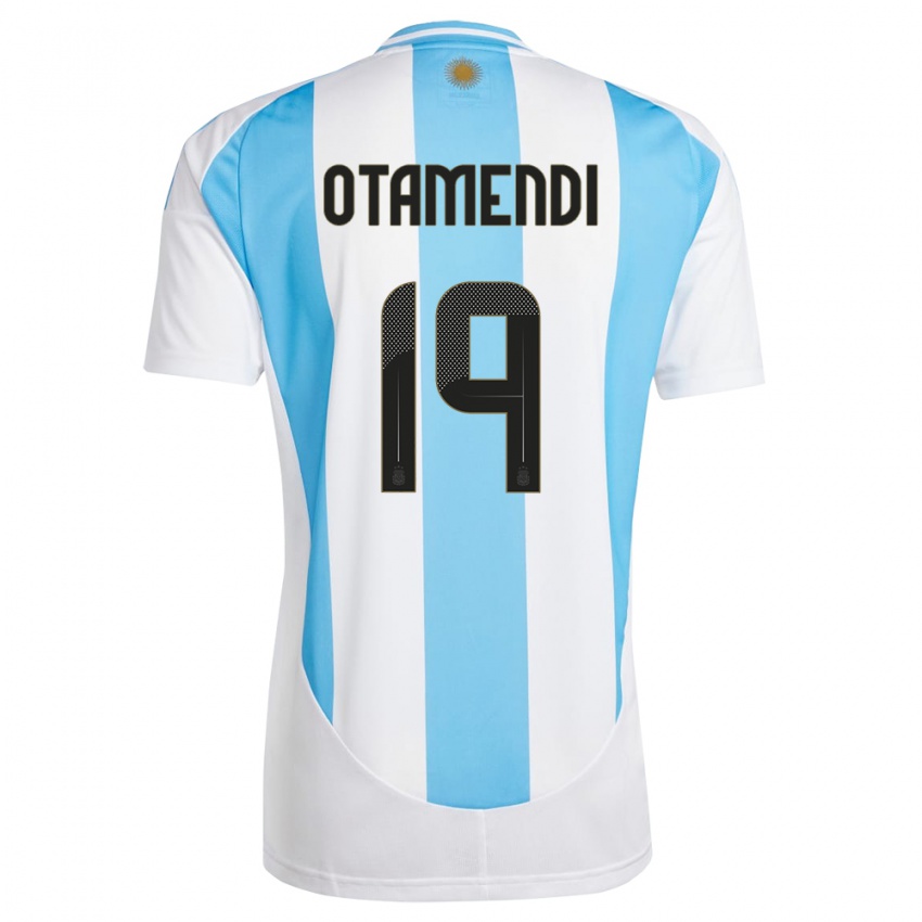 Gyermek Argentína Nicolas Otamendi #19 Fehér Kék Hazai Jersey 24-26 Mez Póló Ing