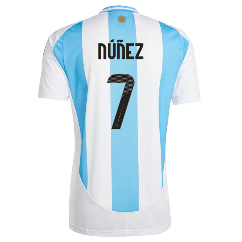 Gyermek Argentína Romina Nunez #7 Fehér Kék Hazai Jersey 24-26 Mez Póló Ing