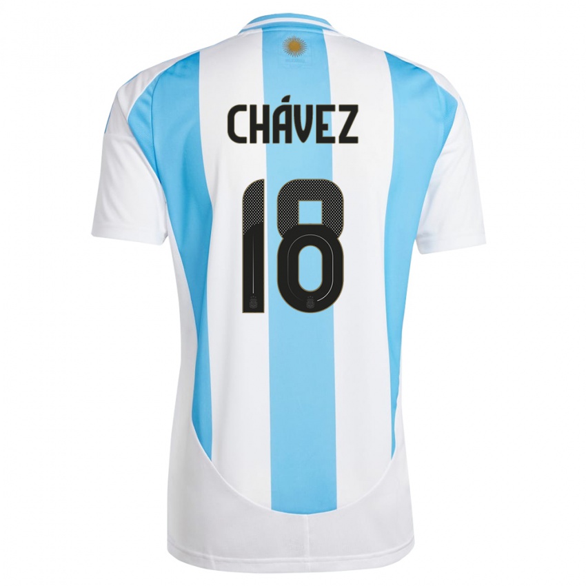 Gyermek Argentína Gabriela Chavez #18 Fehér Kék Hazai Jersey 24-26 Mez Póló Ing