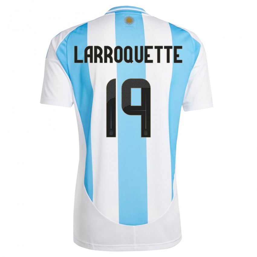 Gyermek Argentína Mariana Larroquette #19 Fehér Kék Hazai Jersey 24-26 Mez Póló Ing