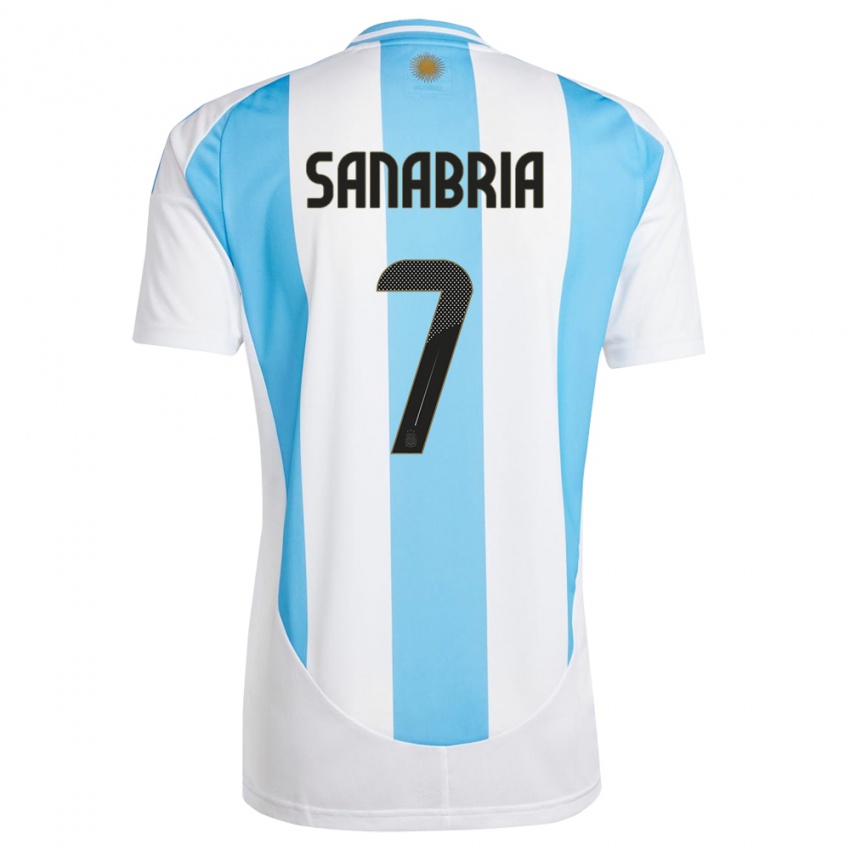 Gyermek Argentína Mateo Sanabria #7 Fehér Kék Hazai Jersey 24-26 Mez Póló Ing