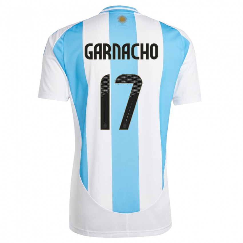 Gyermek Argentína Alejandro Garnacho #17 Fehér Kék Hazai Jersey 24-26 Mez Póló Ing