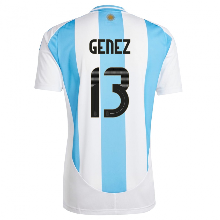 Gyermek Argentína Nahuel Genez #13 Fehér Kék Hazai Jersey 24-26 Mez Póló Ing