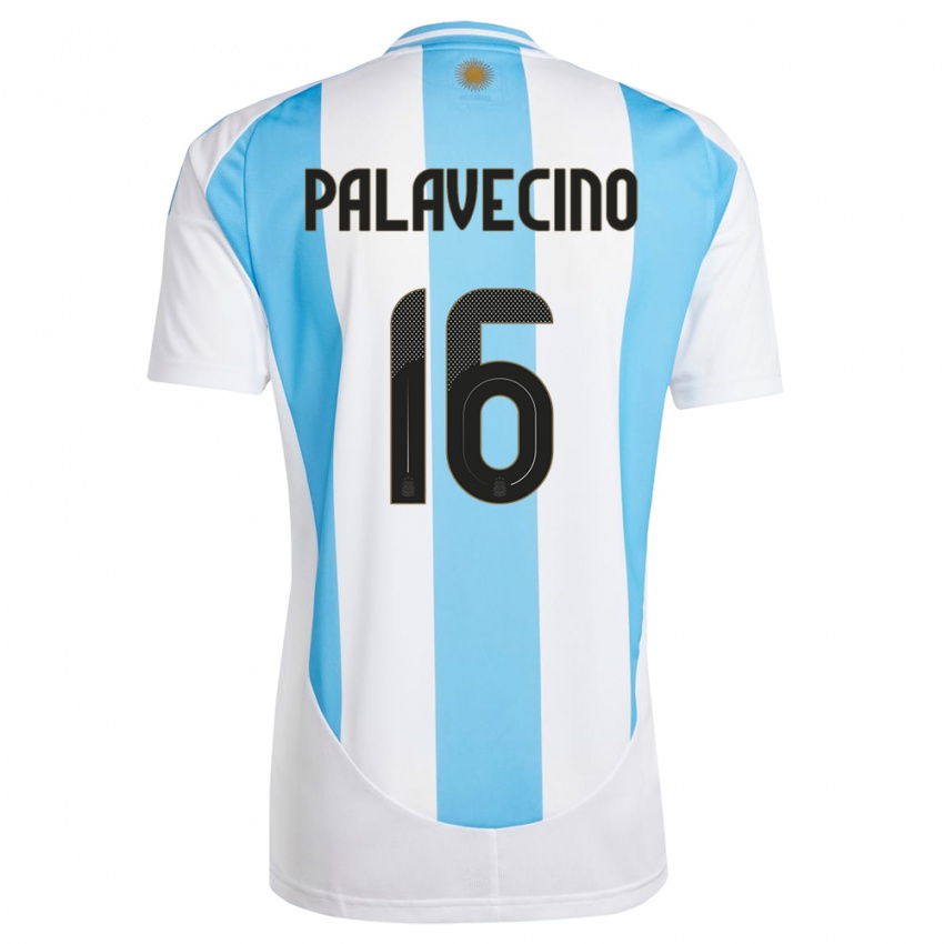 Gyermek Argentína Nicolas Palavecino #16 Fehér Kék Hazai Jersey 24-26 Mez Póló Ing