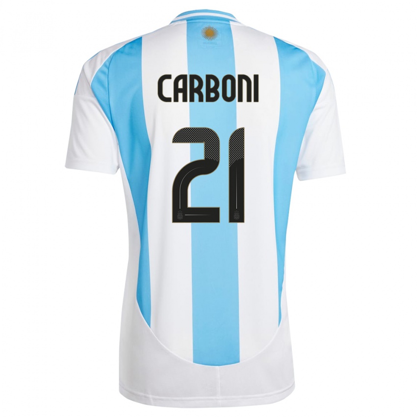 Gyermek Argentína Valentin Carboni #21 Fehér Kék Hazai Jersey 24-26 Mez Póló Ing