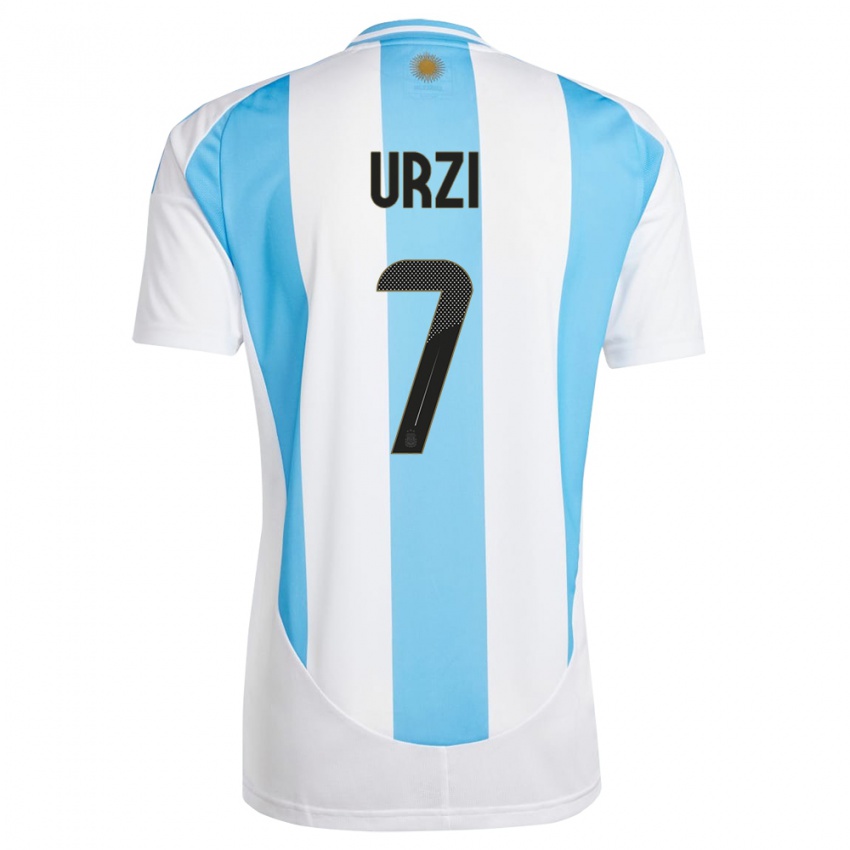 Gyermek Argentína Agustin Urzi #7 Fehér Kék Hazai Jersey 24-26 Mez Póló Ing