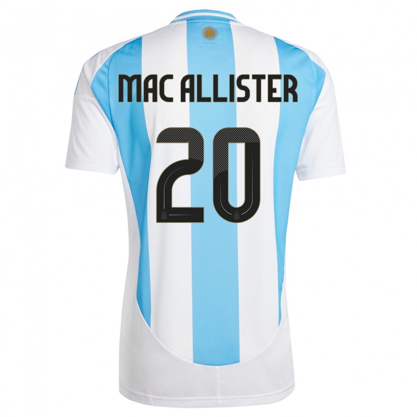 Gyermek Argentína Alexis Mac Allister #20 Fehér Kék Hazai Jersey 24-26 Mez Póló Ing