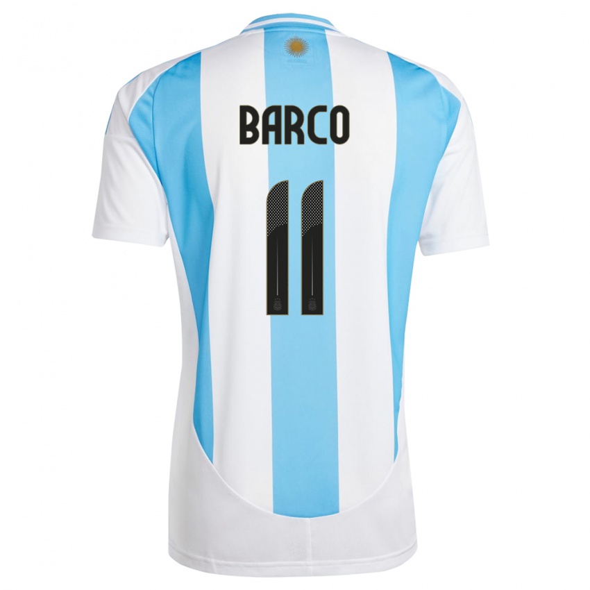 Gyermek Argentína Ezequiel Barco #11 Fehér Kék Hazai Jersey 24-26 Mez Póló Ing