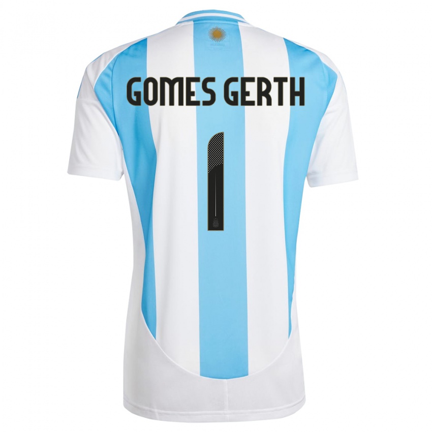 Gyermek Argentína Federico Gomes Gerth #1 Fehér Kék Hazai Jersey 24-26 Mez Póló Ing